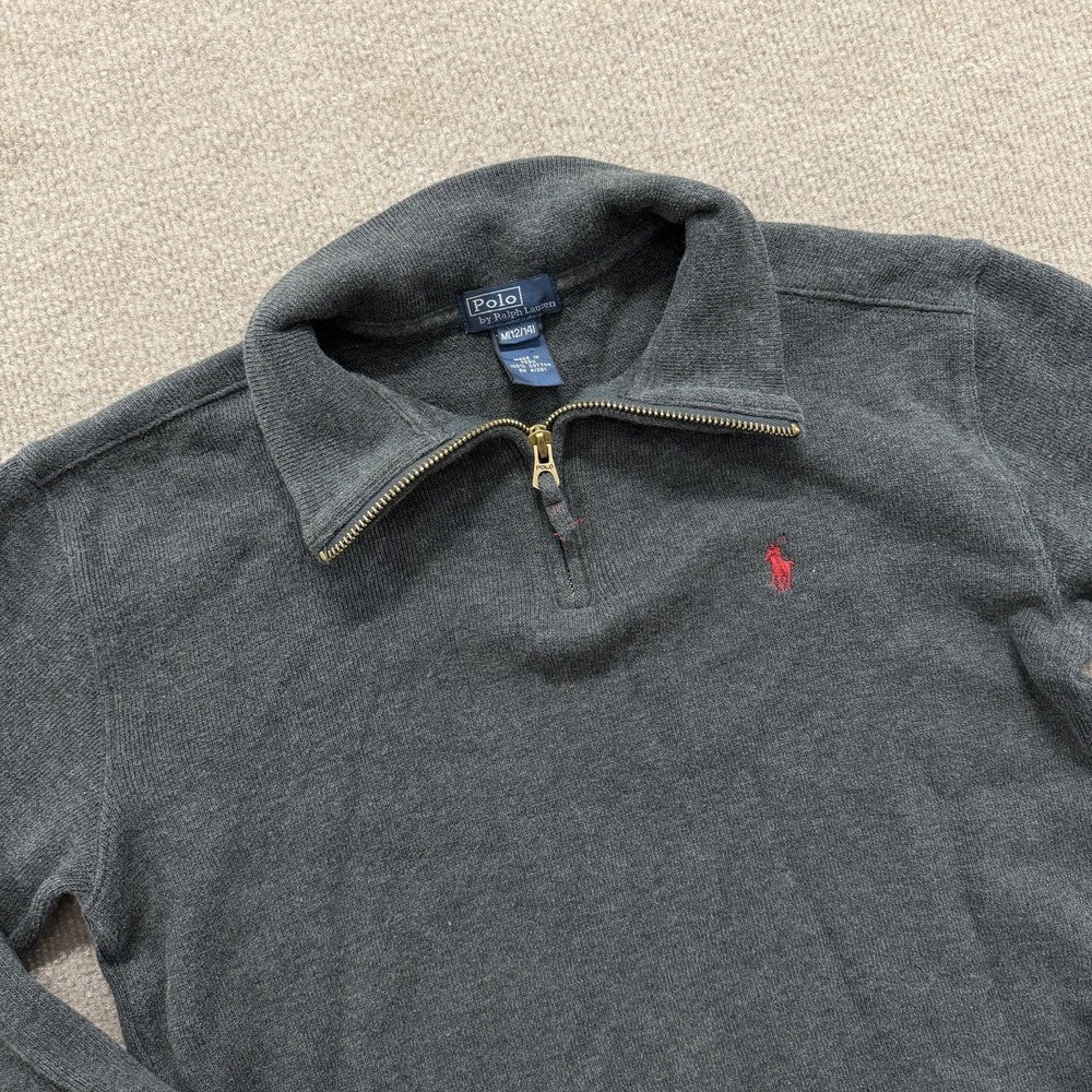 Polo Ralph Lauren Quarter Zip Pullover Boys Size M (12-14) Charcoal Gray